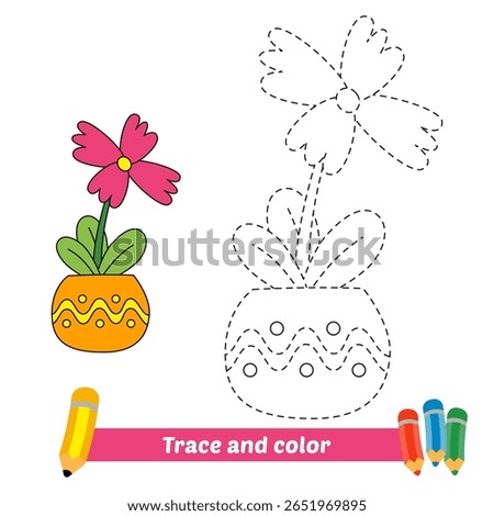 trace and color for kids, flower vector