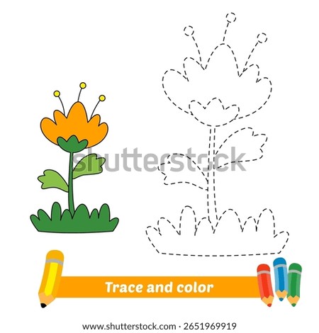 trace and color for kids, flower vector