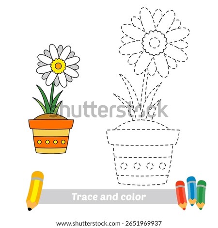 trace and color for kids, flower vector