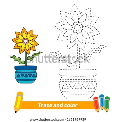 trace and color for kids, flower vector