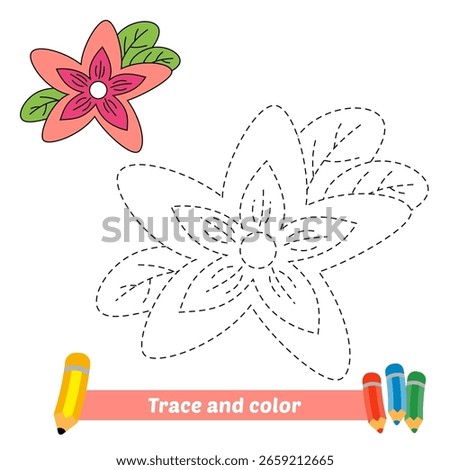 trace and color for kids, flower vector