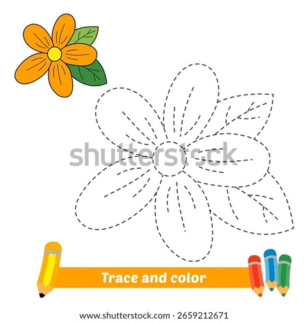 trace and color for kids, flower vector