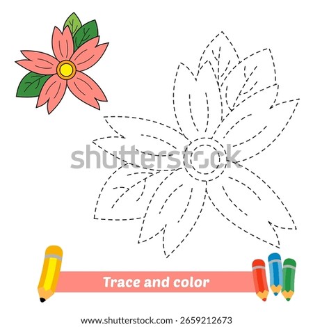 trace and color for kids, flower vector
