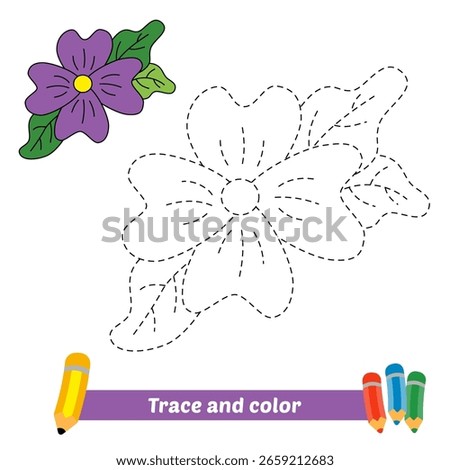 trace and color for kids, flower vector