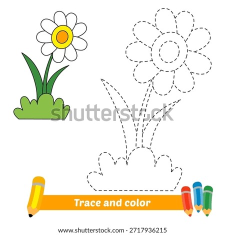 trace and color for kids, flower vector
