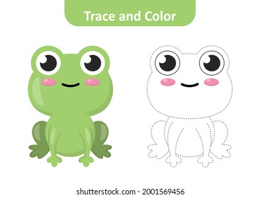 Trace   color for kids  frog vector
