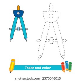 trace and color for kids, geometry compass vector