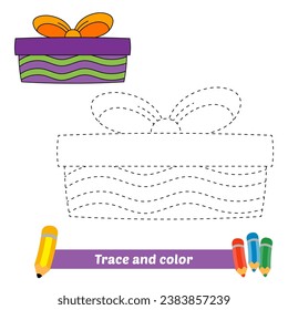 trace and color for kids, gift box vector