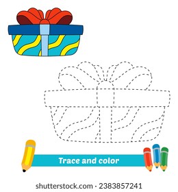 trace and color for kids, gift box vector