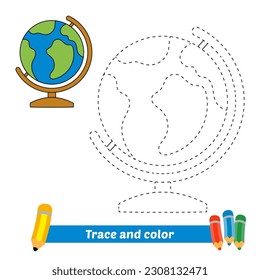 trace and color for kids, globe vector
