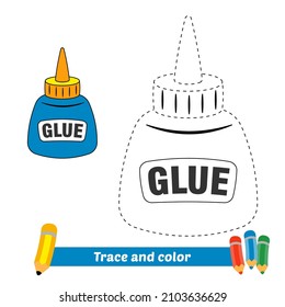 Trace and color for kids, glue vector