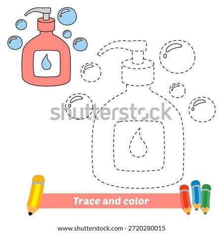 trace and color for kids, hand soap vector