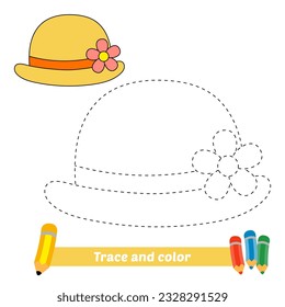 traza y color para niños, vector de sombrero