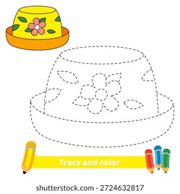 trace and color for kids, hat vector