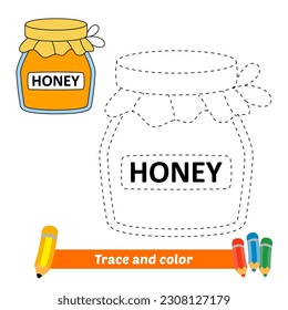 trace and color for kids, honey jar vector