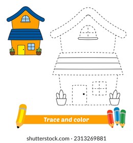 trace and color for kids, house vector