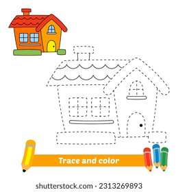 trace and color for kids, house vector