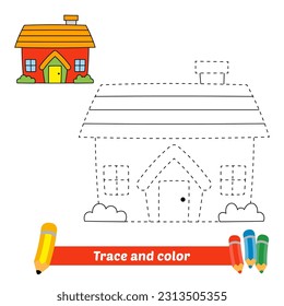 trace and color for kids, house vector