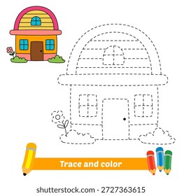 trace and color for kids, house vector
