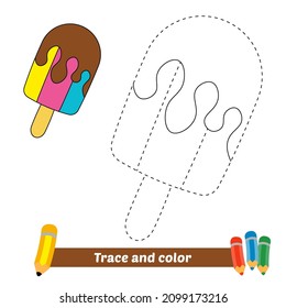 Trace And Color For Kids, Ice Cream Vector