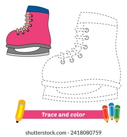 trace and color for kids, ice skate vector
