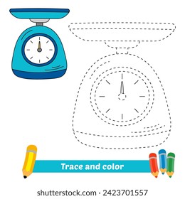 trace and color for kids, kitchen scale vector
