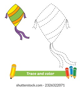 trace and color for kids, kite vector