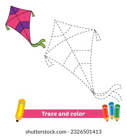 traza y color para niños, vector de cometas
