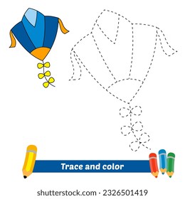 trace and color for kids, kite vector