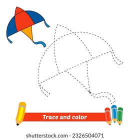 traza y color para niños, vector de cometas