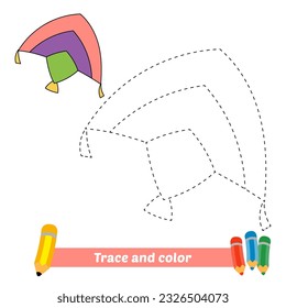 trace and color for kids, kite vector