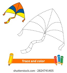 trace and color for kids, kite vector