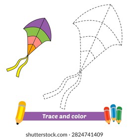 trace and color for kids, kite vector