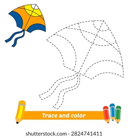trace and color for kids, kite vector