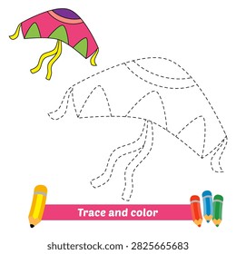 trace and color for kids, kite vector