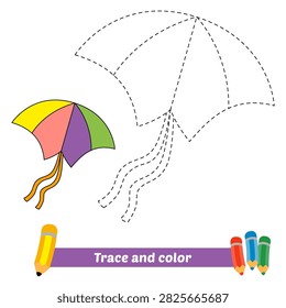 trace and color for kids, kite vector