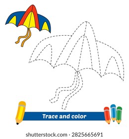 trace and color for kids, kite vector