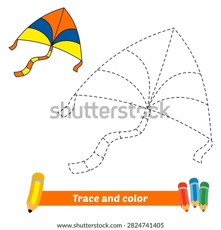 trace and color for kids, kite vector