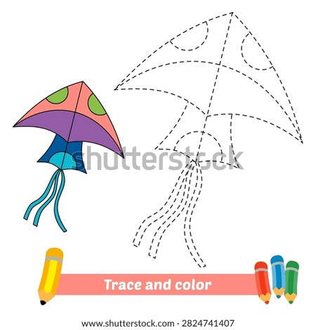 trace and color for kids, kite vector