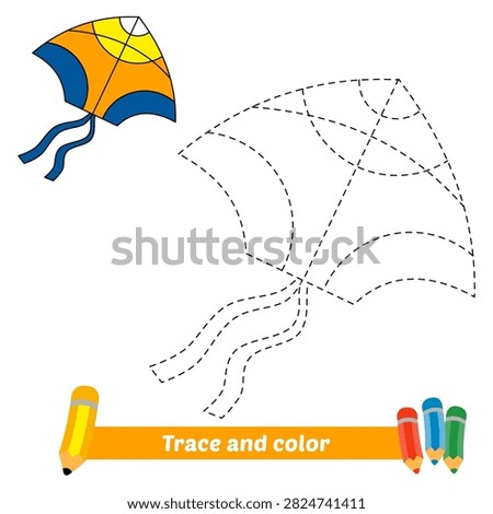 trace and color for kids, kite vector