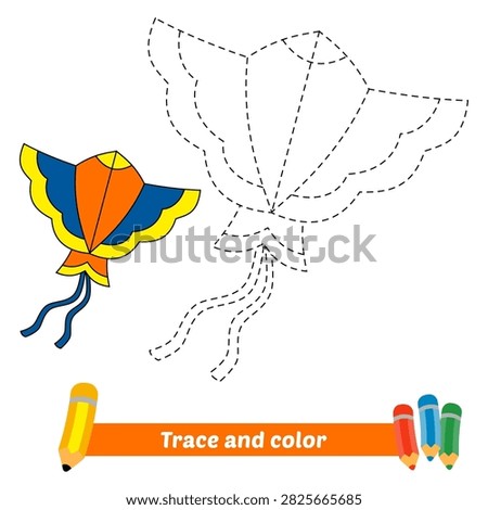 trace and color for kids, kite vector
