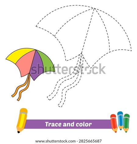 trace and color for kids, kite vector