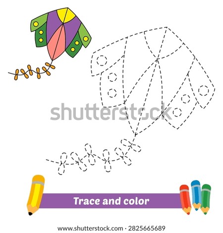 trace and color for kids, kite vector