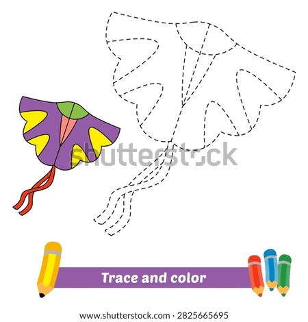 trace and color for kids, kite vector