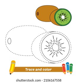 Trace And Color For Kids, Kiwi Vector