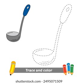 trace and color for kids, ladle vector