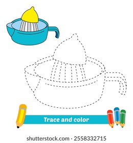 trace and color for kids, lemon squeezer vector