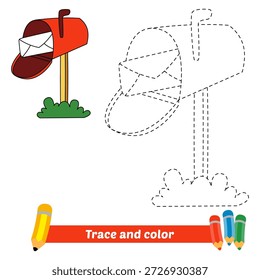trace and color for kids, mailbox vector