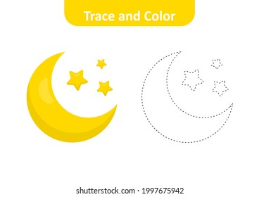 Rastreo y color para niños, vector de luna