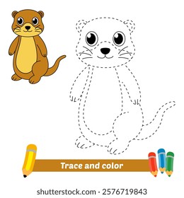 trace and color for kids, otter vector